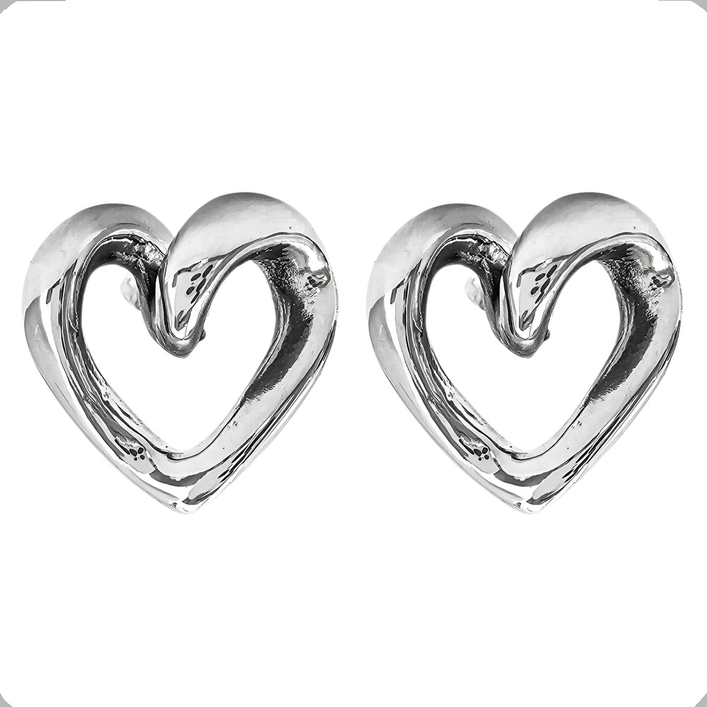 Arete De Plata 925 Broquel Corazón Nudo Agálea Mujer - Image 2