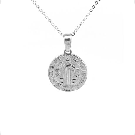 Collar Plata .925 Con Dije San Benito Hombre Mujer Agálea Plateado