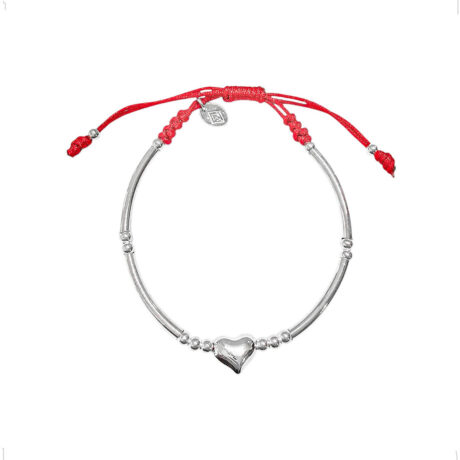 Pulsera Plata 925 Corazón Roja Mujer Ajustable Agálea Color Rojo Diámetro 5 Cm Largo 16 Cm