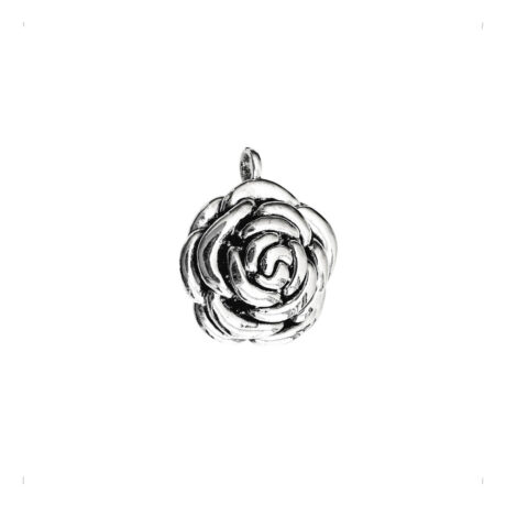 Dije De Plata Ley .925 Flor Rosa Oxido Agálea Mujer Plateado