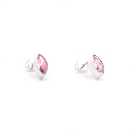 Arete Broquel Semilla Plata .925 Con Circonia Agálea Mujer
