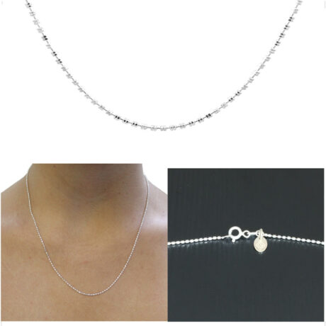 Cadena De Plata 925 Camila Diamantada 45 Cm Mujer Agálea Plateado