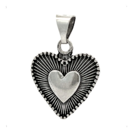 Dije De Plata .925 Corazón Puntitos Oxido Agálea Mujer Plateado