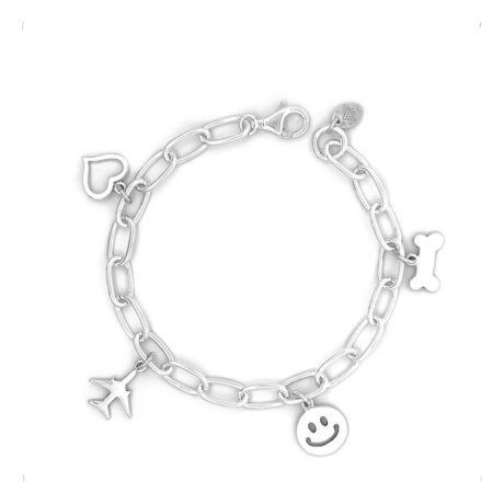 Pulsera 4 Dijes Charms De Plata 925 A Agálea Mujer Color 18 Cm Diámetro 0 Largo 18