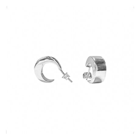 Aretes Arracadas De Plata 925 Media Luna Cartoneada Agálea