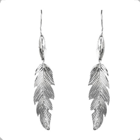 Arete De Plata .925 Largo Hoja Mujer Agálea