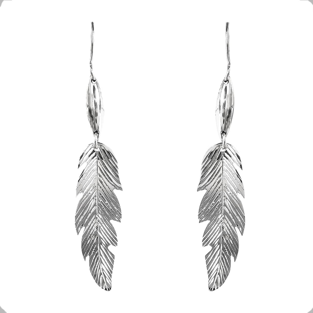 Arete De Plata .925 Largo Hoja Mujer Agálea