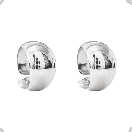 Arete Arracada Lisa De Plata .925 Agálea Mujer Clasica