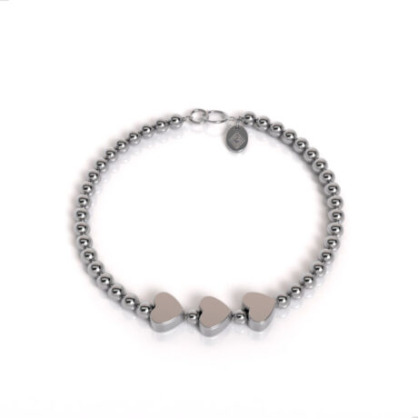 Pulsera Bolitas Y Dijes Corazónes Plata .925 Agálea Mujer Color Plateado Diámetro 5 Cm
