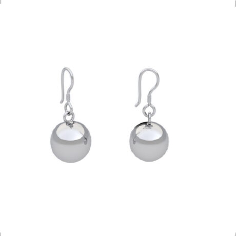 Aretes Largo De Plata .925 Bolita Colgante Agálea Mujer