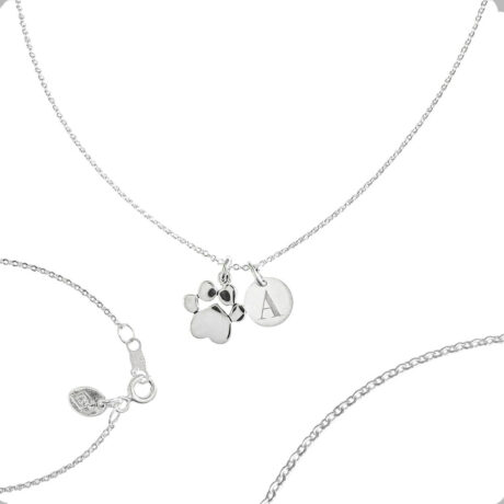 Collar Plata 925 Dije Huella Y Circulo Liso Grabado Agálea Huella-corazón