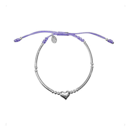 Pulsera Plata 925 Corazón Ajustable Mujer Agálea Color Lila Diámetro 5 Cm Largo 16 Cm