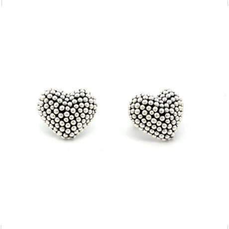 Broquel De Plata .925 Corazón Bolitas Oxido Agálea Mujer