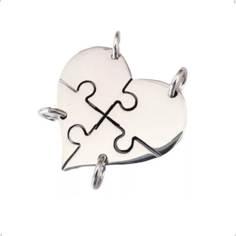 Dije Plata 925 Corazón Rompecabezas 4 Grabado Laser Agálea Color Plateado