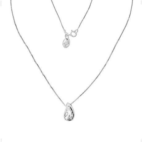 Collar Dije Y Cadena Plata .925 Gota Ch Tipo Bottega Agálea Plateado