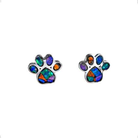 Arete Broquel Plata 925 Huella Opalo Multicolor Agálea