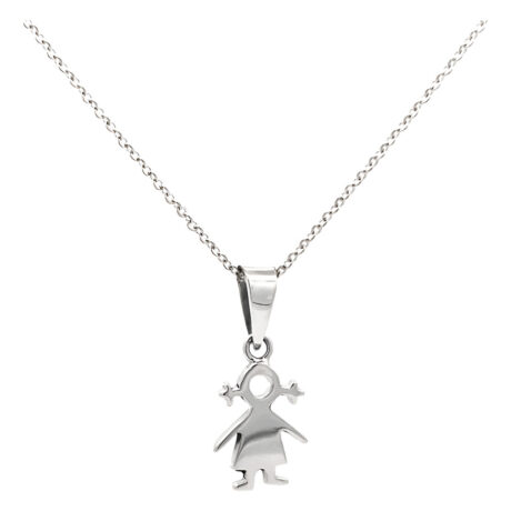 Collar De Plata 925 Dije De Niña O Niño Cadena 45cm Agálea