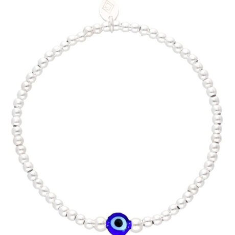 Pulsera Bolitas De Plata 925 Y Ojo Turco Amuleto Agálea