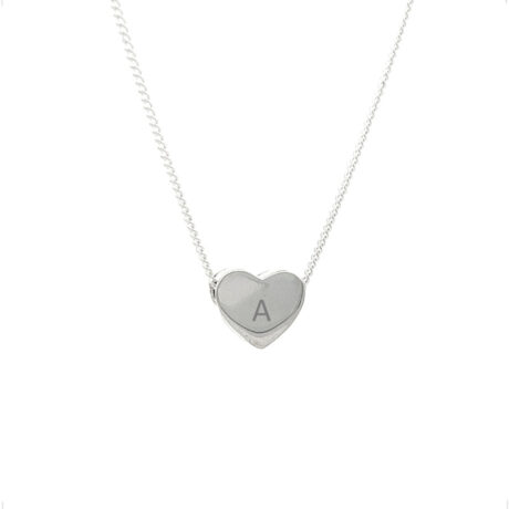 Collar Dije Corazón De Plata .925 Grabado Inicial Agálea Plateado