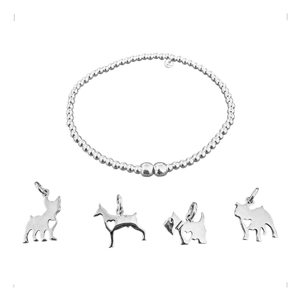 Pulsera De Plata 925 Con Dije De Perro Mascota Agalea Bulldog Frances 5 Cm 16 Cm - Image 4