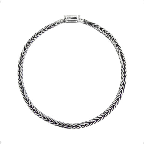 Pulsera Tejida De Plata Solida .925 Hombre Oxido Agálea Plateado 5.5 Cm 19 Cm Kqpl20