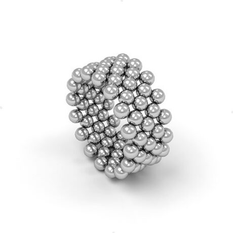 Anillo Bolitas 5 Lineas De Plata .925 Agálea Joyería Plateado Unitalla