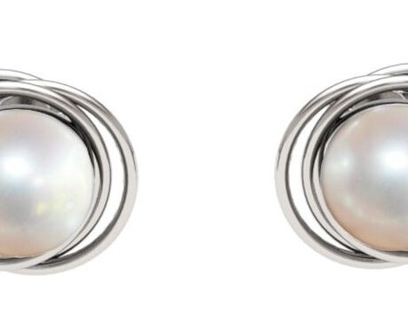 Arete Broquel Nido Perla De Plata .925 Agálea Joyería