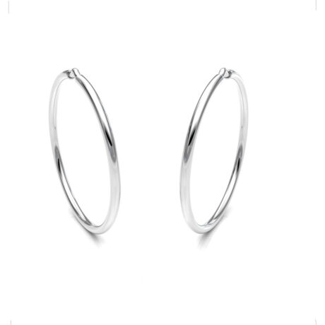 Aretes Arracadas De Plata .925 Redondas 6.5 Cm Agálea Mujer