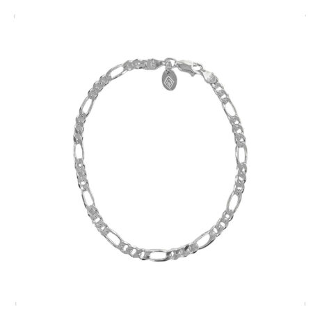 Pulsera Esclava De Plata .925 Figaro 3x1 Mujer Hombre Agálea Color Plateado Diámetro 5.5 Cm Largo 19 Cm