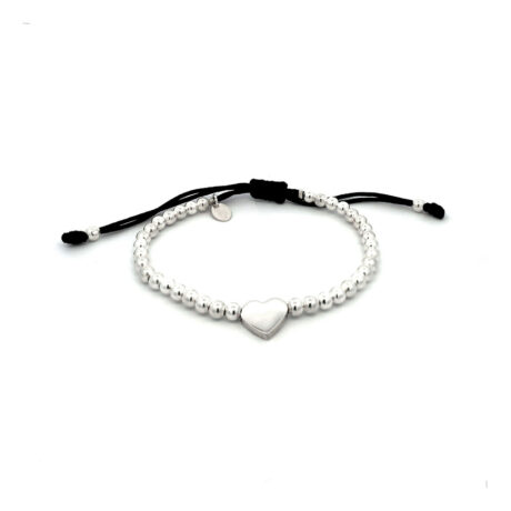 Pulsera Plata .925 Dije Corazón Y Bolitas Ajustable Agálea Diámetro 0 Cm Largo 18