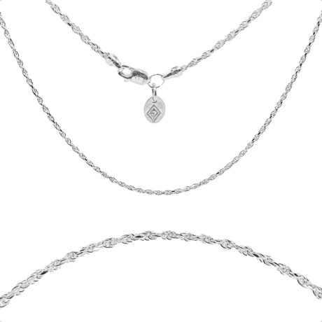 Cadena Plata 925 Torzal 60 Cm Diamantada Hombre Mujer Agálea Color Plateado