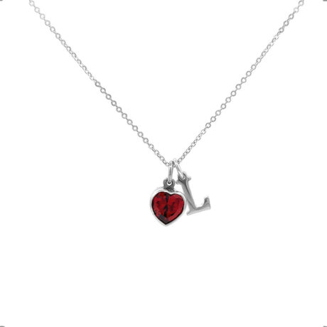 Collar Dije Corazón Colores Mas Letra Plata 925 45cm Agálea Color Rojo