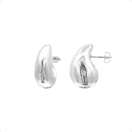 Arete Broquel Plata .925 Tipo Bottega Gota Grande Agálea