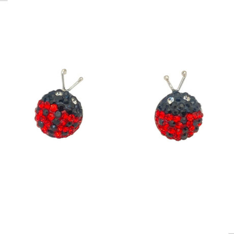 Arete Broquel Catarina Roja De Plata .925 Agálea Joyería