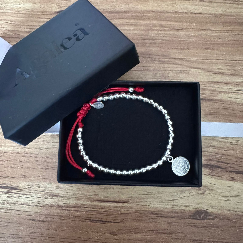 Pulsera San Benito Plata 925 Bolitas 4mm Agalea Mujer Hombre Rojo 21 Cm - Image 9