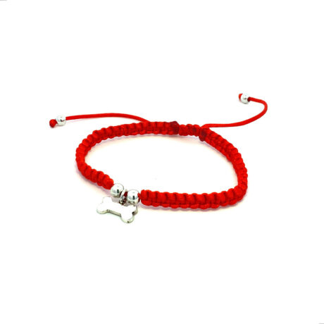 Pulsera Tejida Hilo Rojo Con Dije De Plata .925 Agálea Mujer