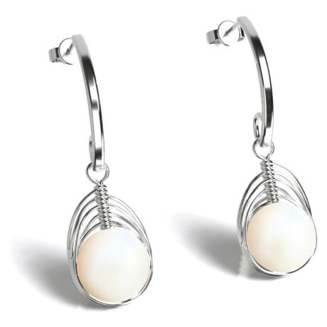 Aretes Largos De Plata 925 Y Perla Natural Cultivada Agálea