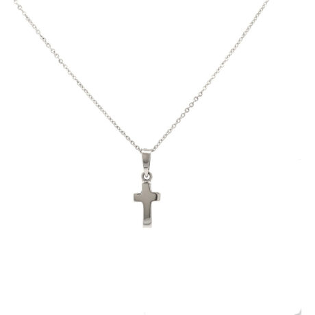 Collar De Plata .925 Con Dije De Cruz Lisa Chica Agálea  Plateado