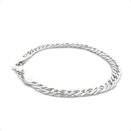 Pulsera Doble Rombo De Plata .925 Hombre Mujer Agálea Color Plateado Diámetro 5 Cm Largo 19 Cm