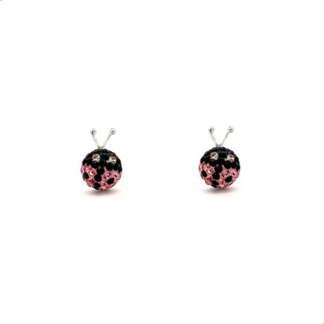 Arete Broquel Catarina Rosa De Plata .925 Agálea Joyería