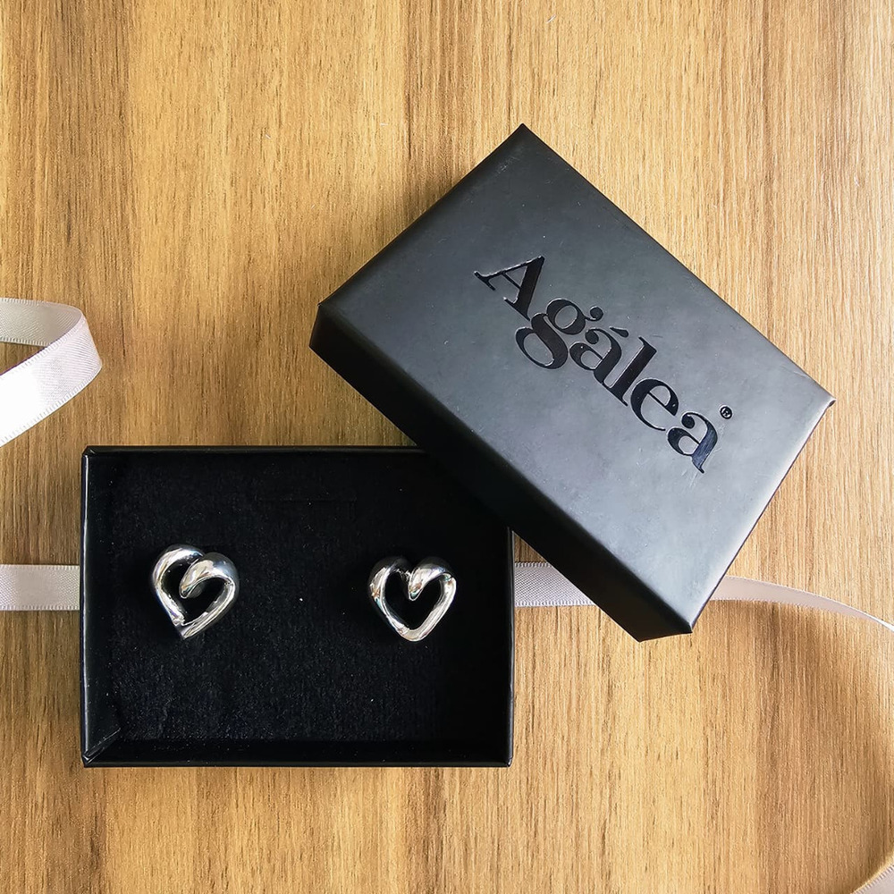 Arete De Plata 925 Broquel Corazón Nudo Agálea Mujer - Image 8