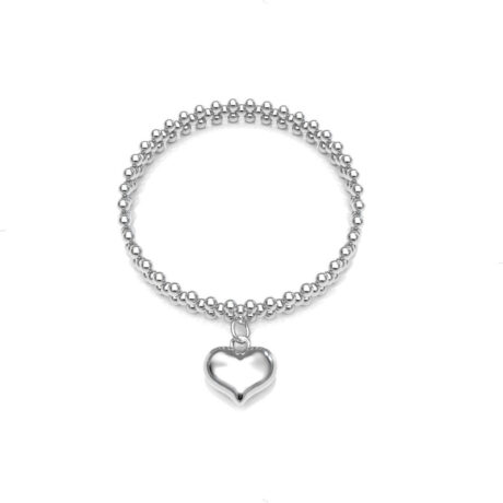 Pulsera De Plata 925 Bolitas Y Dije De Corazón Mujer Agálea Diámetro 8 Cm