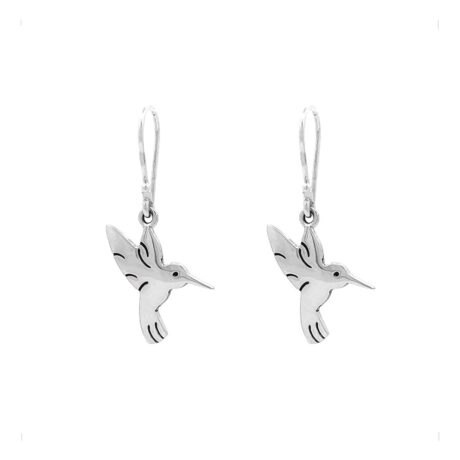 Aretes Largos De Plata .925 Colibrí Colgante Mujer Agálea