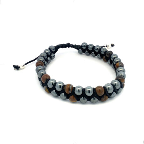Pulsera Bolitas Acerlina Y Plata .925 Agálea Colores Hombre Color Acerlina-cafe Diámetro 5 Cm Largo 17 Cm