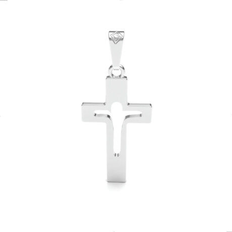 Dije Cruz Silueta De Plata .925 Agálea Joyería Color Plateado