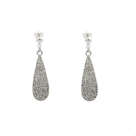 Aretes Gota De Plata .925 Y Cristal Mujer Agálea