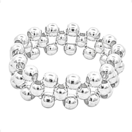 Anillo Bolitas 3 Lineas De Plata .925 Agálea Joyería Plateado Ajustable