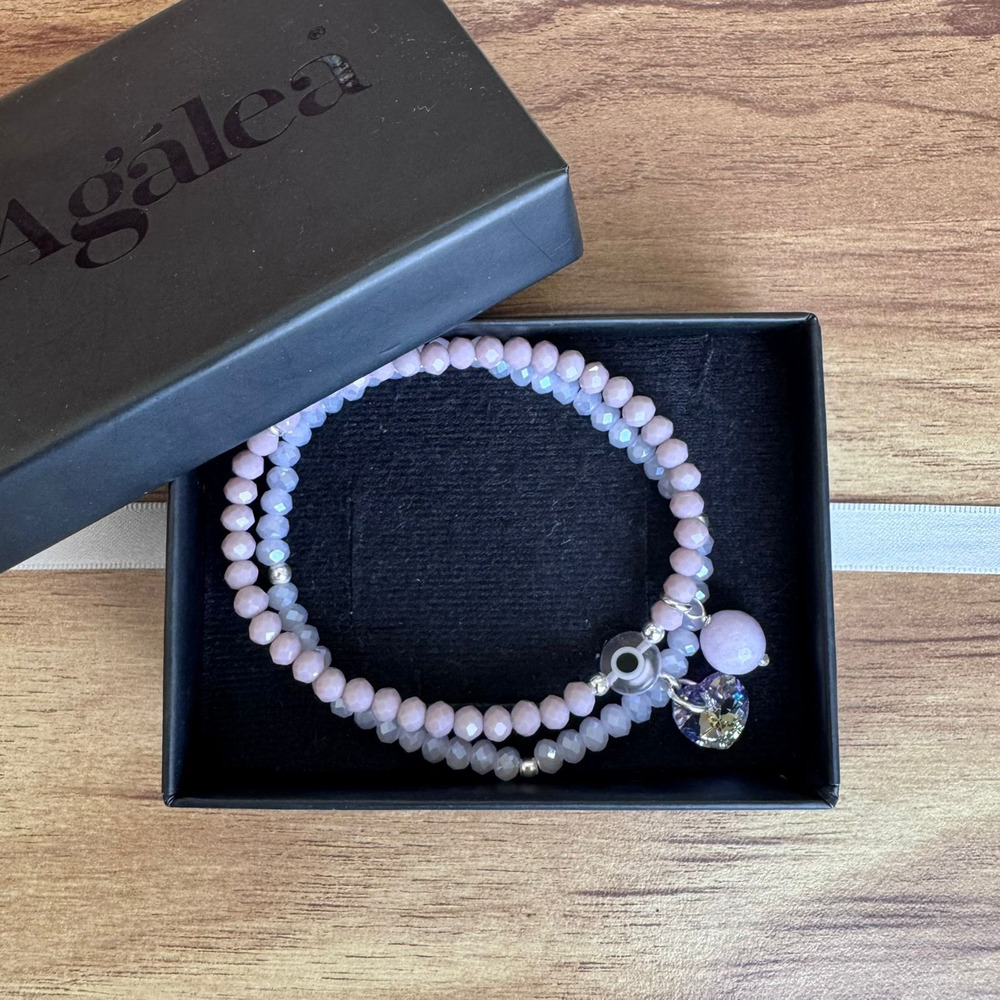 Set 2 Pulseras Plata 925 Cristal Ojo Turco Protección Agálea Lavanda 18cm - Image 8