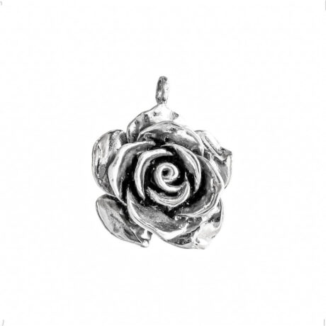 Dije De Plata Ley .925 Flor Rosa Abierta Agálea Mujer Regalo Plateado