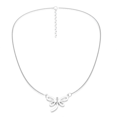 Collar Libélula De Plata .925 Mujer Agálea Joyería Color Plateado